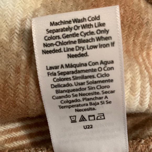 NWT Time and Tru XLorXXL camel & beige plaid faux wrap fringe heavy skirt - Picture 16 of 16